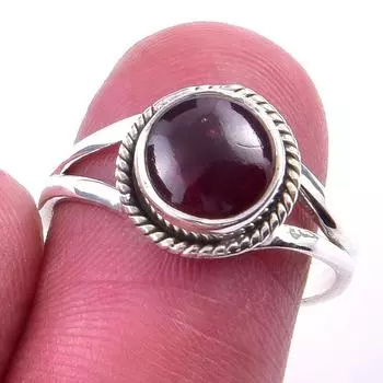 Natural Garnet Gemstone Handmade 925 Solid Sterling Silver Gift Ring Size 7 q6r96