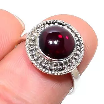 Natural Garnet Gemstone Handmade 925 Solid Sterling Silver Jewelry Ring S.7 s8J28