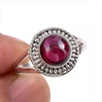 Natural Garnet Gemstone Handmade 925 Solid Sterling Silver Gift Ring S.7 s5p26