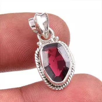 Natural Garnet Gemstone Handmade 925 Solid Sterling Silver Pendant 1.25 P9e26
