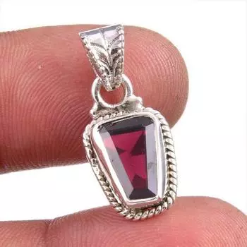 Natural Garnet Gemstone Handmade 925 Solid Sterling Silver Pendant 1.25 S0H16