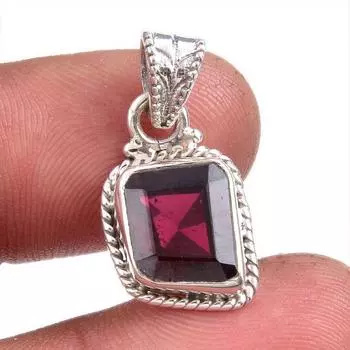 Natural Garnet Gemstone Handmade 925 Solid Sterling Silver Pendant 1.25 W0K44