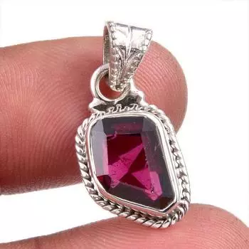 Natural Garnet Gemstone Handmade 925 Solid Sterling Silver Pendant 1.25 j2F03