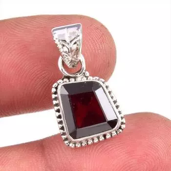 Natural Garnet Gemstone Handmade 925 Solid Sterling Silver Pendant 1.25 s8K95