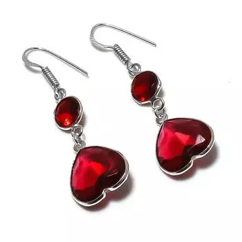 Natural Garnet Gemstone Handmade 925 Sterling Silver Jewelry Earring 2.09 B6l40