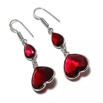 Natural Garnet Gemstone Handmade 925 Sterling Silver Jewelry Earring 2.17 p7U78
