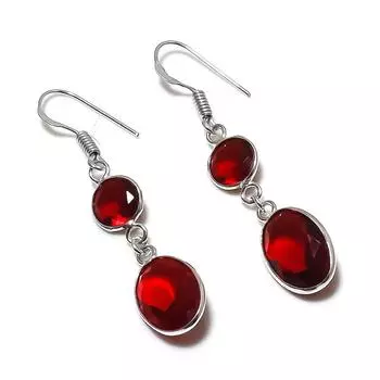 Natural Garnet Gemstone Handmade 925 Sterling Silver Jewelry Earring 1.97 W8R26
