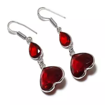 Серьги из серебра 925 пробы с натуральным гранатом ручной работы 2,13 дюйма K5l42