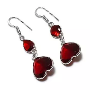 Natural Garnet Gemstone Handmade 925 Sterling Silver Jewelry Earring 1.97 k4s48