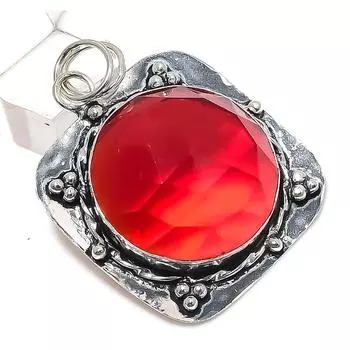 Natural Garnet Gemstone Handmade 925 Sterling Silver Jewelry Pendant 2.17 G2a36