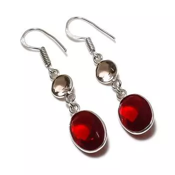 Natural Garnet, Topaz Gemstone 925 Sterling Silver Jewelry Earring 1.89 z5C26