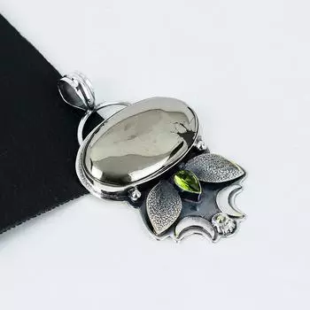 Natural Golden Apache Pyrite, Citrine Gemstone Silver Pendant in 925 Sterling Silver- Handmade Design, Everyday Wear Jewelry, Unique Pendant Gift 2.55 золотистый