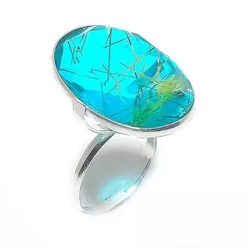 Natural Golden Rutile Gemstone 925 Sterling Silver Jewelry Ring Size 8.5 V3I82