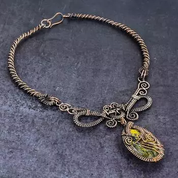 Ожерелье из натурального золотого рутилового драгоценного камня в виде медной проволоки 18 дюймов Q1T76