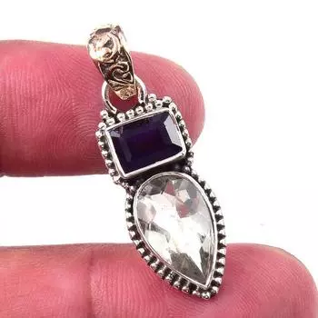 Natural Green Amethyst, Amethyst 925 Solid Sterling Silver Pendant 1.50 b0y82