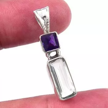 Natural Green Amethyst, Amethyst 925 Solid Sterling Silver Pendant 1.25 Q2z30