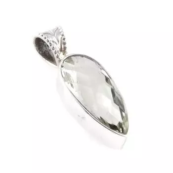 Natural Green Amethyst Gemstone 925 Solid Sterling Silver Gift Pendant 1 K5i09