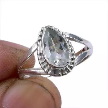Natural Green Amethyst Gemstone 925 Solid Sterling Silver Gift Ring S.6.5 b9f40