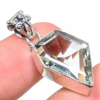 Natural Green Amethyst Gemstone 925 Solid Sterling Silver Pendant 1.34 w8R04