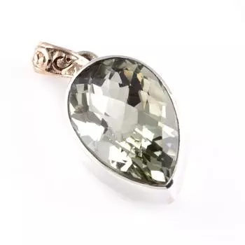 Natural Green Amethyst Gemstone 925 Solid Sterling Silver Gift Pendant 1.4 L5s25