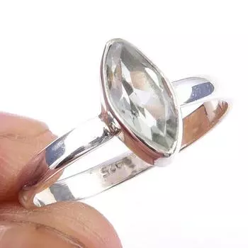 Natural Green Amethyst Gemstone 925 Solid Sterling Silver Gift Ring S.9.5 P3S84