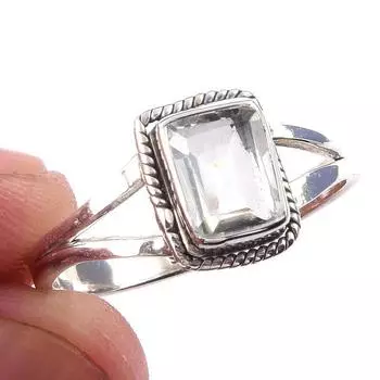Natural Green Amethyst Gemstone 925 Solid Sterling Silver Jewelry Ring S.10 M4f00
