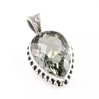 Natural Green Amethyst Gemstone 925 Solid Sterling Silver Gift Pendant 1.2 U4l99