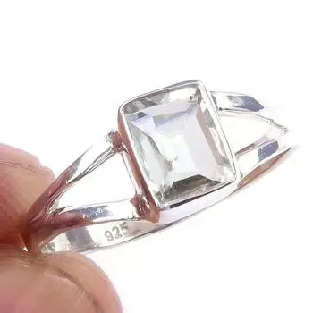 Натуральный зеленый аметист драгоценный камень 925 пробы серебро кольцо ювелирное изделие р.10 Q6L63