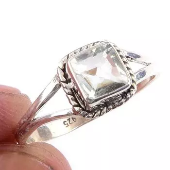 Natural Green Amethyst Gemstone 925 Solid Sterling Silver Jewelry Ring S.10 S5R73
