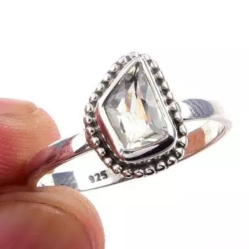 Natural Green Amethyst Gemstone 925 Solid Sterling Silver Jewelry Ring S.10 z8S16