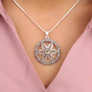 Natural Green Amethyst Gemstone 925 Sterling Silver Handcrafted Pendant 1.48 CP-29-9