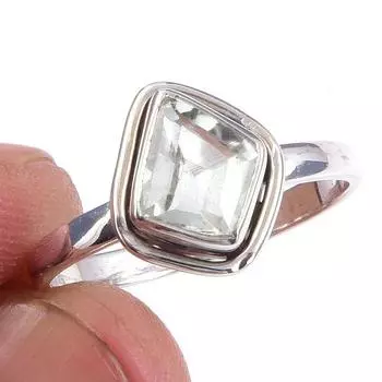 Natural Green Amethyst Gemstone Handmade 925 Solid Sterling Silver Ring S.8 h1H83