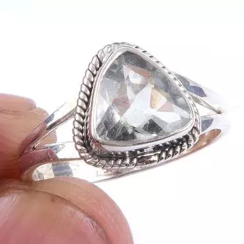 Natural Green Amethyst Gemstone Handmade 925 Solid Sterling Silver Ring S.6 l5a95