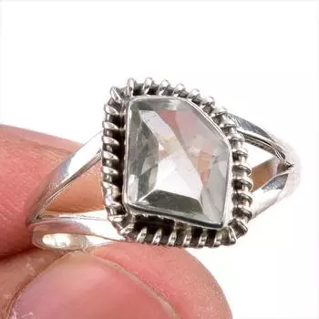 Natural Green Amethyst Gemstone Handmade 925 Solid Silver Jewelry Ring S.9 e5Q57