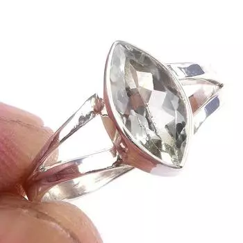 Natural Green Amethyst Gemstone Handmade 925 Solid Sterling Silver Ring S.8 i8B47