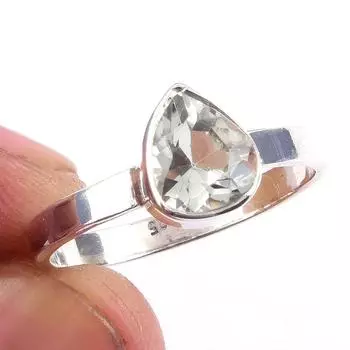 Natural Green Amethyst Gemstone Handmade 925 Solid Sterling Silver Ring S.9 r0z95