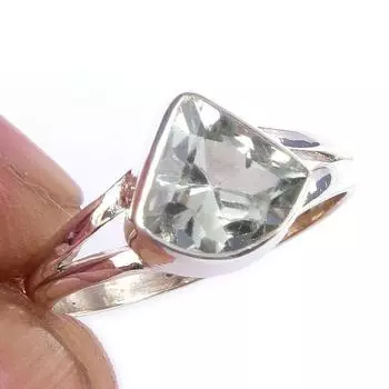 Natural Green Amethyst Gemstone Handmade 925 Solid Sterling Silver Ring S.6 q9d67