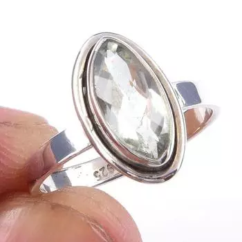 Natural Green Amethyst Gemstone Handmade 925 Solid Sterling Silver Ring S.6 B9p02