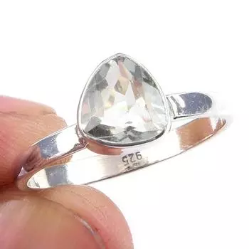 Natural Green Amethyst Gemstone Handmade 925 Solid Sterling Silver Ring S.9 d5L70
