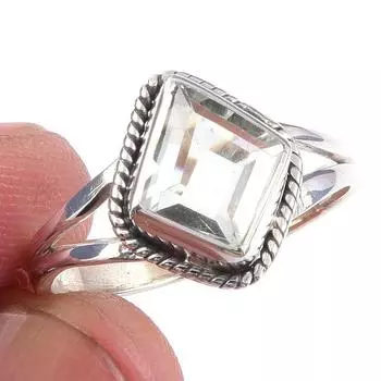 Natural Green Amethyst Gemstone Handmade 925 Solid Sterling Silver Ring S.8 b1V01