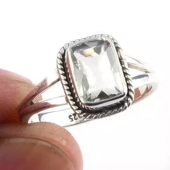 Natural Green Amethyst Gemstone Handmade 925 Solid Sterling Silver Ring S.7 y8h41