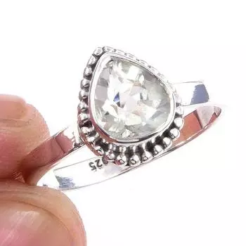 Natural Green Amethyst Gemstone Handmade 925 Solid Sterling Silver Ring S.9 q8t14
