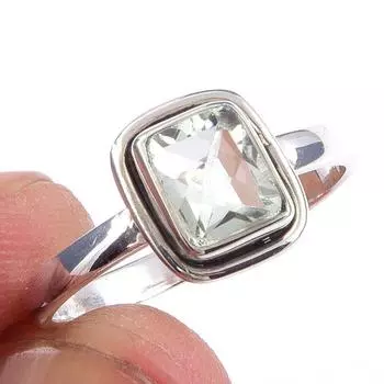 Natural Green Amethyst Gemstone Handmade 925 Solid Sterling Silver Ring S.8 Q6c09
