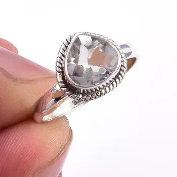 Natural Green Amethyst Gemstone Handmade 925 Solid Sterling Silver Ring S.7 d1g28