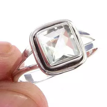 Natural Green Amethyst Gemstone Handmade 925 Solid Sterling Silver Ring S.7 T0K37