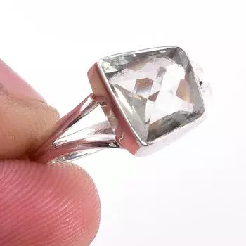 Natural Green Amethyst Gemstone Handmade 925 Solid Sterling Silver Ring S.6 i9D30