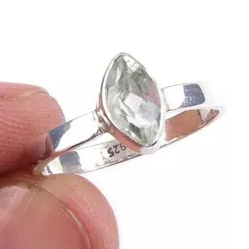 Natural Green Amethyst Gemstone Handmade 925 Solid Sterling Silver Ring S.9 N0e91