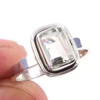 Natural Green Amethyst Gemstone Handmade 925 Solid Sterling Silver Ring S.6 s4I18