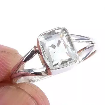 Natural Green Amethyst Gemstone Handmade 925 Solid Sterling Silver Ring S.8 u4j30