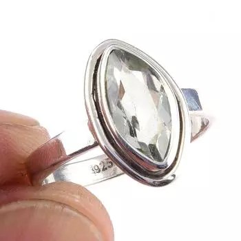 Natural Green Amethyst Gemstone Handmade 925 Solid Sterling Silver Ring S.6 P3H20